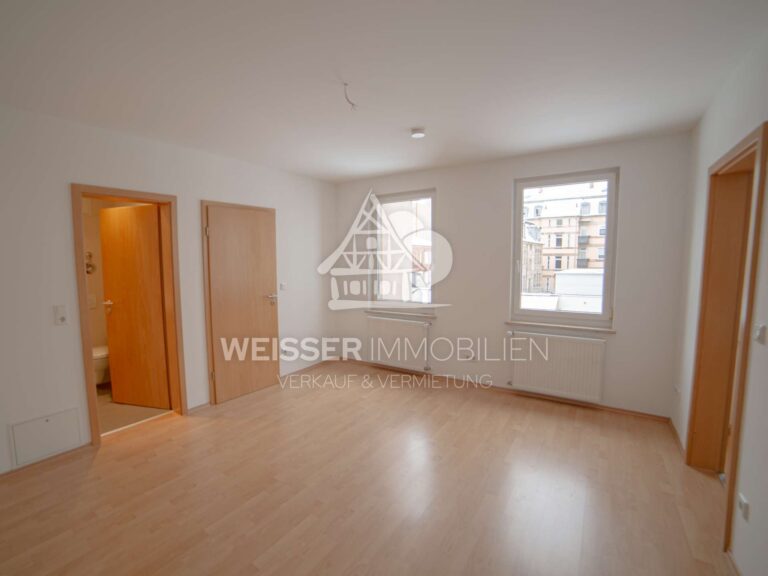 Wohnzimmer mit offener Wohnküche Ansicht 1